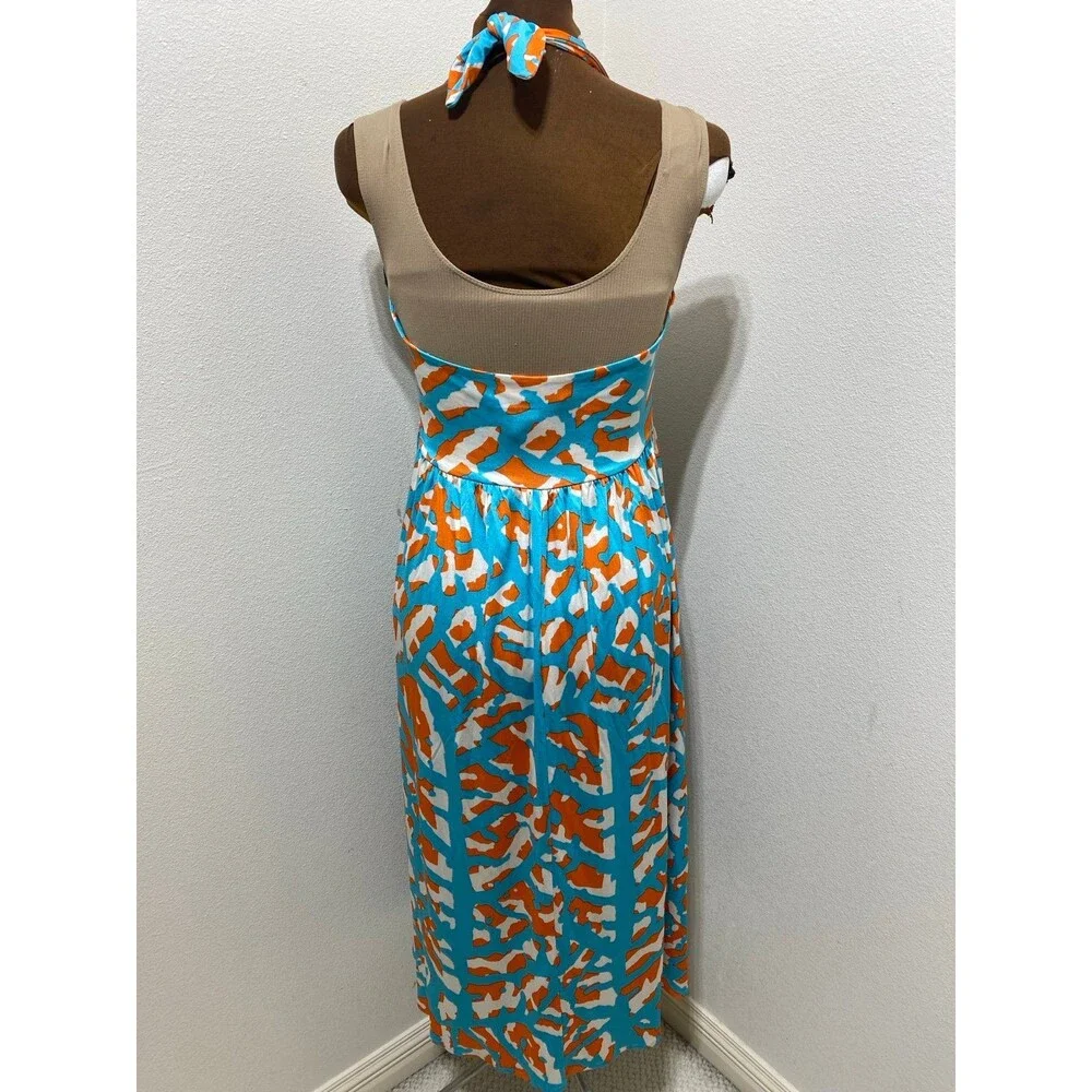 Diane Von Furstenberg Maxi Dress Halter Neckline Silk Blend Women’s Size 10 - Picture 6 of 7